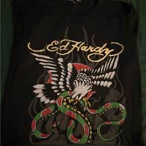 Ed Hardy Black Tee with Eagle and Snake Design